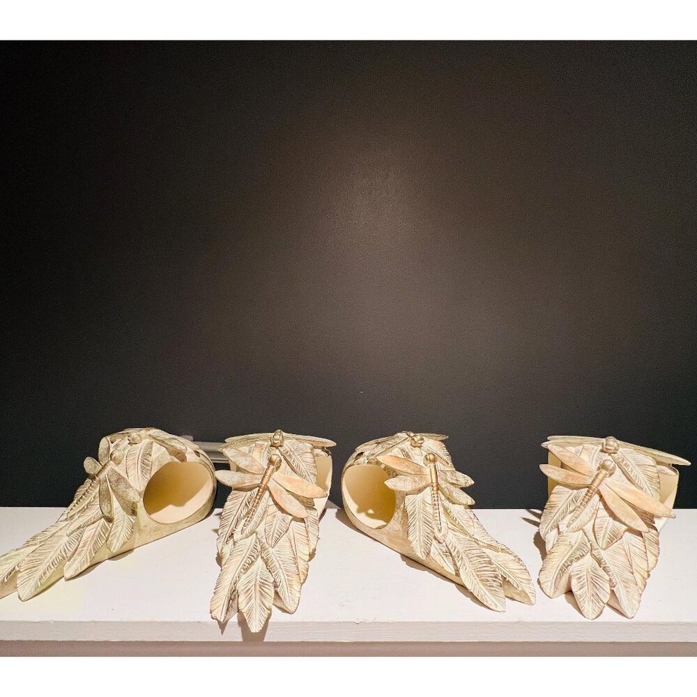 Dragonfly Leaf Wall Sconces – Resin Candle Holders, Rustic Nature-Inspired